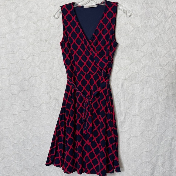 41 Hawthorn Navy Red Faux Wrap Dress | Small - Picture 2 of 6